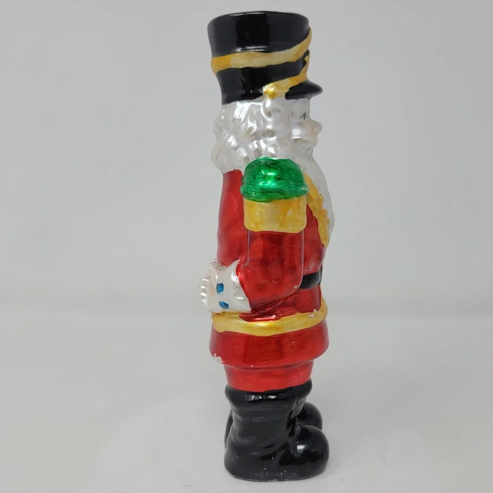 Vintage Ceramic Santa Claus Nutcracker Soldier Figurine Red Gold‎ 6.5 Inch